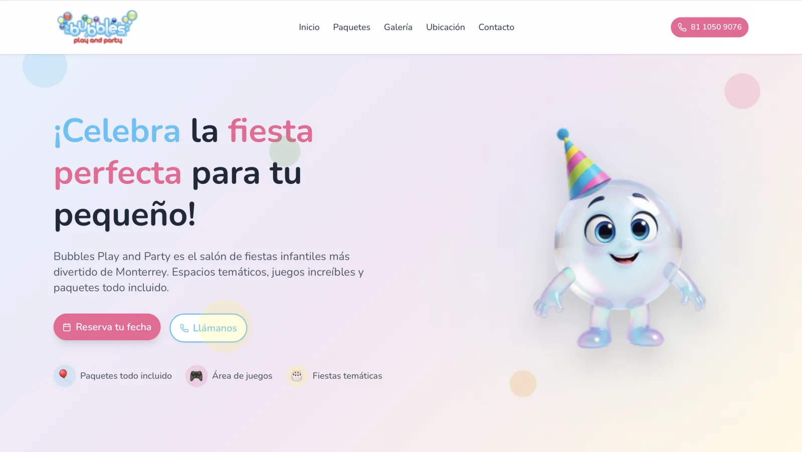 Proyecto Bubbles Play and Party - Vista Desktop