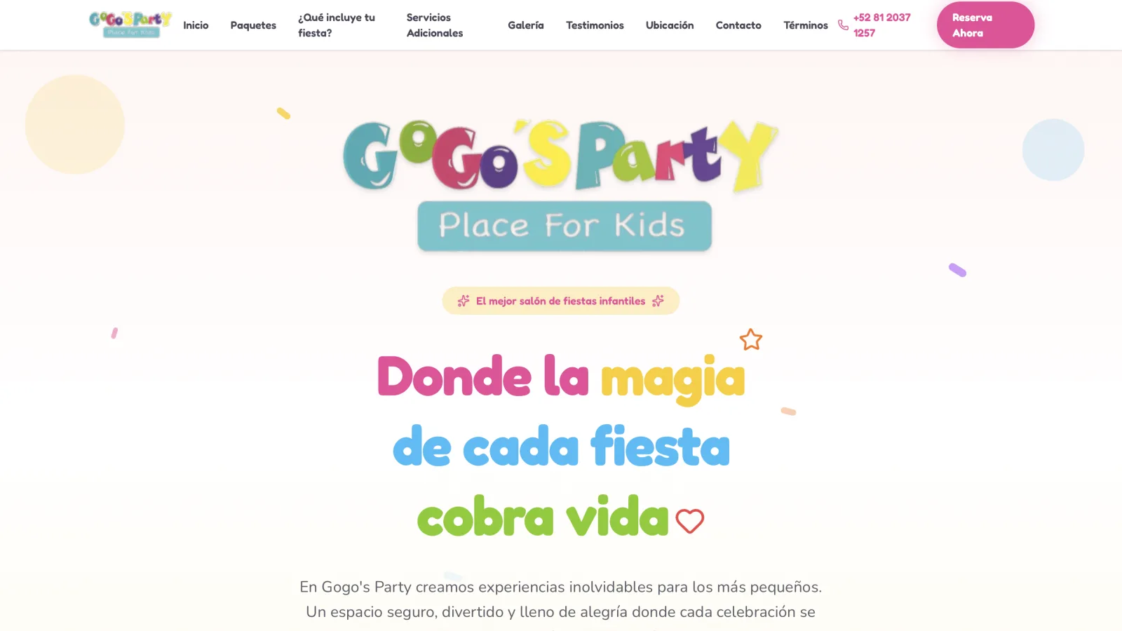 Sitio web de Gogo's Party — Salón de fiestas infantiles en Monterrey, Nuevo León
